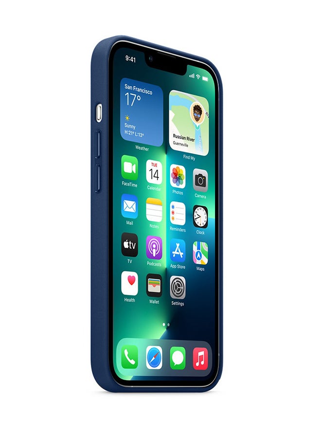 MARGOUN Protective Leather Case Cover With MagSafe for iPhone 13 Pro Blue - Image 4