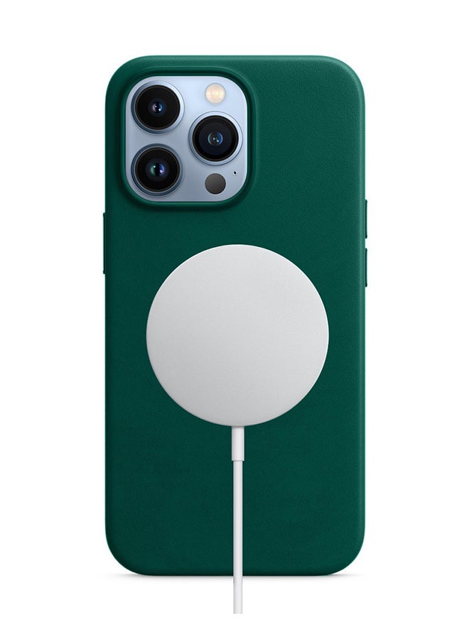 MARGOUN Protective Leather Case Cover With MagSafe for iPhone 13 Pro Max Green - Image 2