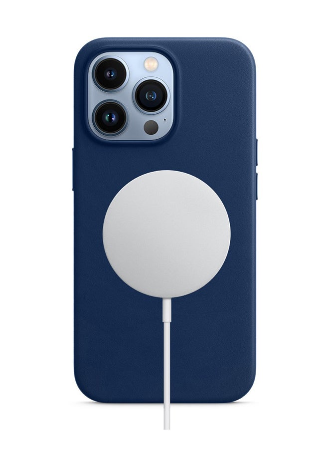 MARGOUN - Protective Leather Case Cover With MagSafe for iPhone 13 Pro Max Blue - Image 1