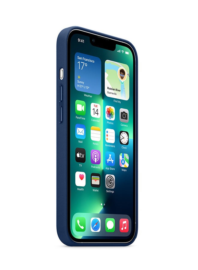 MARGOUN - Protective Leather Case Cover With MagSafe for iPhone 13 Pro Max Blue - Image 1