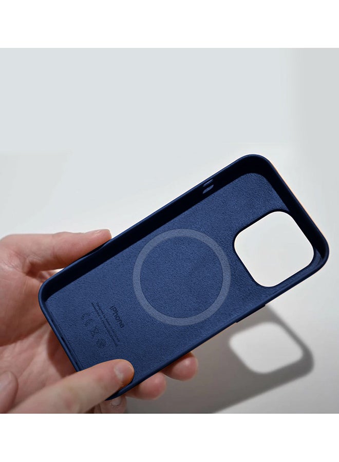 MARGOUN - Protective Leather Case Cover With MagSafe for iPhone 13 Pro Max Blue - Image 1