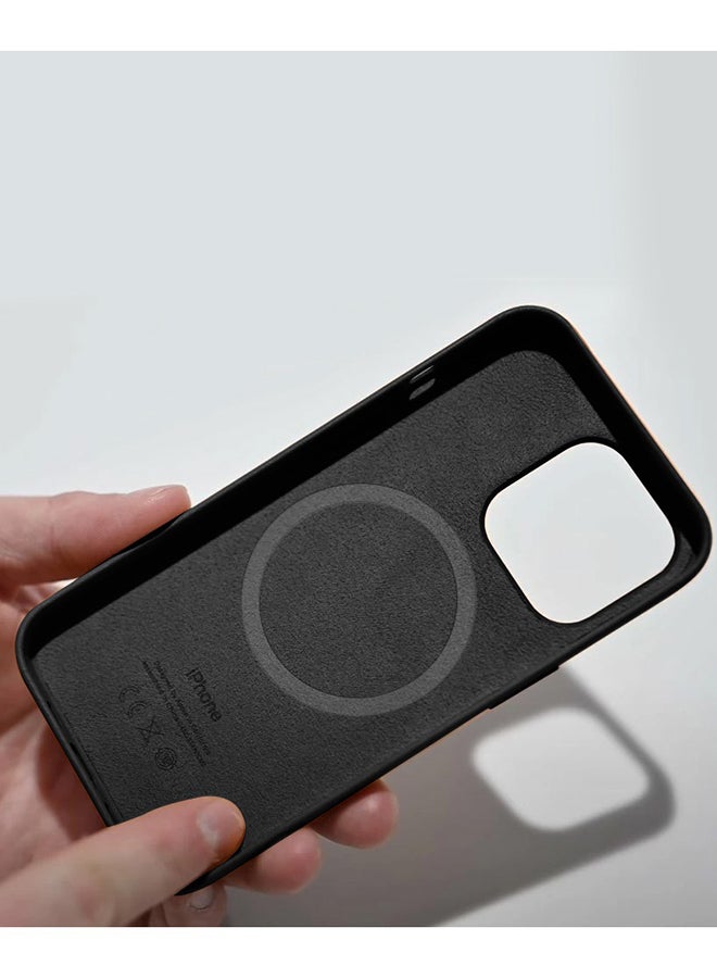 MARGOUN - Premium PU Leather Case Cover With MagSafe Wireless Charging For iPhone 13 Black - Image 1