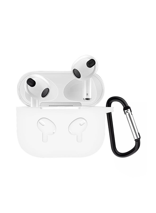 MARGOUN - Shockproof Silicone Case Cover With Keychain For Apple AirPods 3 (3rd Generation) White - Image 1