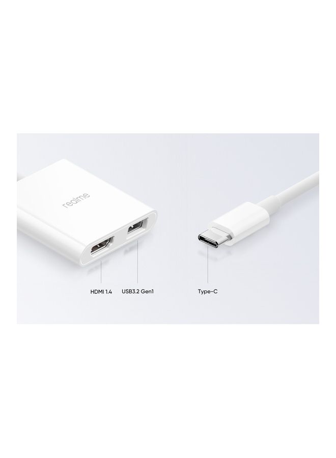 ريل مي - موزع Type-C بمنفذي USB3.2 و HDMI 1.4 أبيض - Image 1