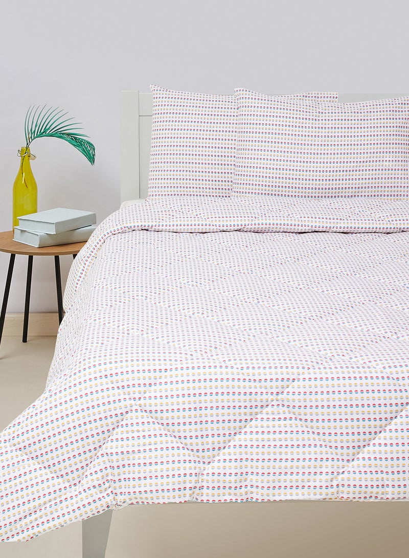 Amal Comforter Set With Pillow Cover 50X75 Cm, Comforter 260X240 Cm - For King/Super King Size Mattress - 100% Cotton Percale - Sleep Well Lightweight And Warm Bed Linen Cotton White/Yellow/Red  - Image 1