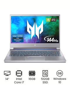 Predator Triton 300 SE Gaming Laptop With 14-Inch Display, Core i7 Processer/16GB RAM/512GB SSD/6GB Nvidia GeForce RTX 3060 Graphics Card English Silver