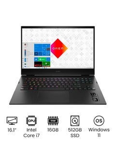 إتش بي لابتوب أومن ‎16-B0014NR للألعاب مزود بشاشة مقاس 16.1 بوصة بدقةٍ كاملة الوضوح مع معالج إنتل كور i7-11800H وذاكرة رام DDR4 سعة 16 جيجابايت ومحرك أقراص SSD سعة 512 جيجابايت وبطاقة رسومات إنفيديا RTX 3060 سعة 6 جيجابايت ويعمل بنظام تشغيل ويندوز 11 - إصدار عالمي اللغة الإنجليزية أسود  - Image 1