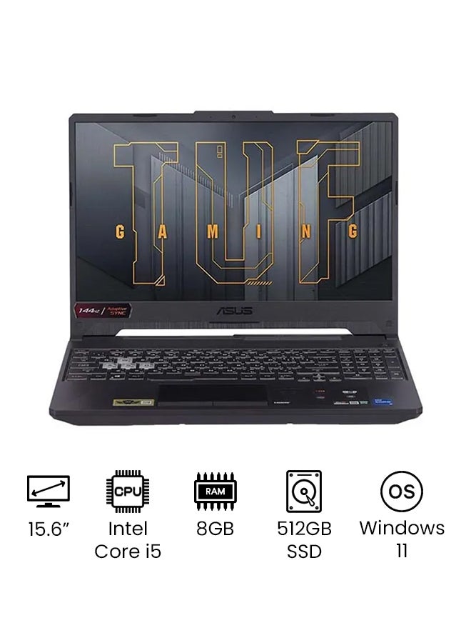 ASUS - TUF Gaming F15 FX506HCB-HN1138W Laptop With 15.6-Inch Display, Core i5-11400H Processor / 8GB RAM / 512GB SSD / 4GB NVIDIA GeForce RTX 3050 Graphics / Win11/International Version English/Arabic Eclipse Gray - Image 1