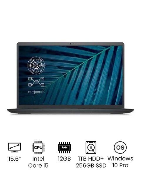 Vostro 3500 Business Laptop With 15.6-Inch FHD Display, Core i5 1035G1 Processer/12GB RAM/1TB HDD+ 256GB SSD /Intel UHD Graphics/Windows 10 Pro/ English/Arabic black