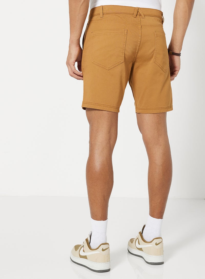 Solid Pattern Premium Shorts Camel - v1652982057/N48948571V_2