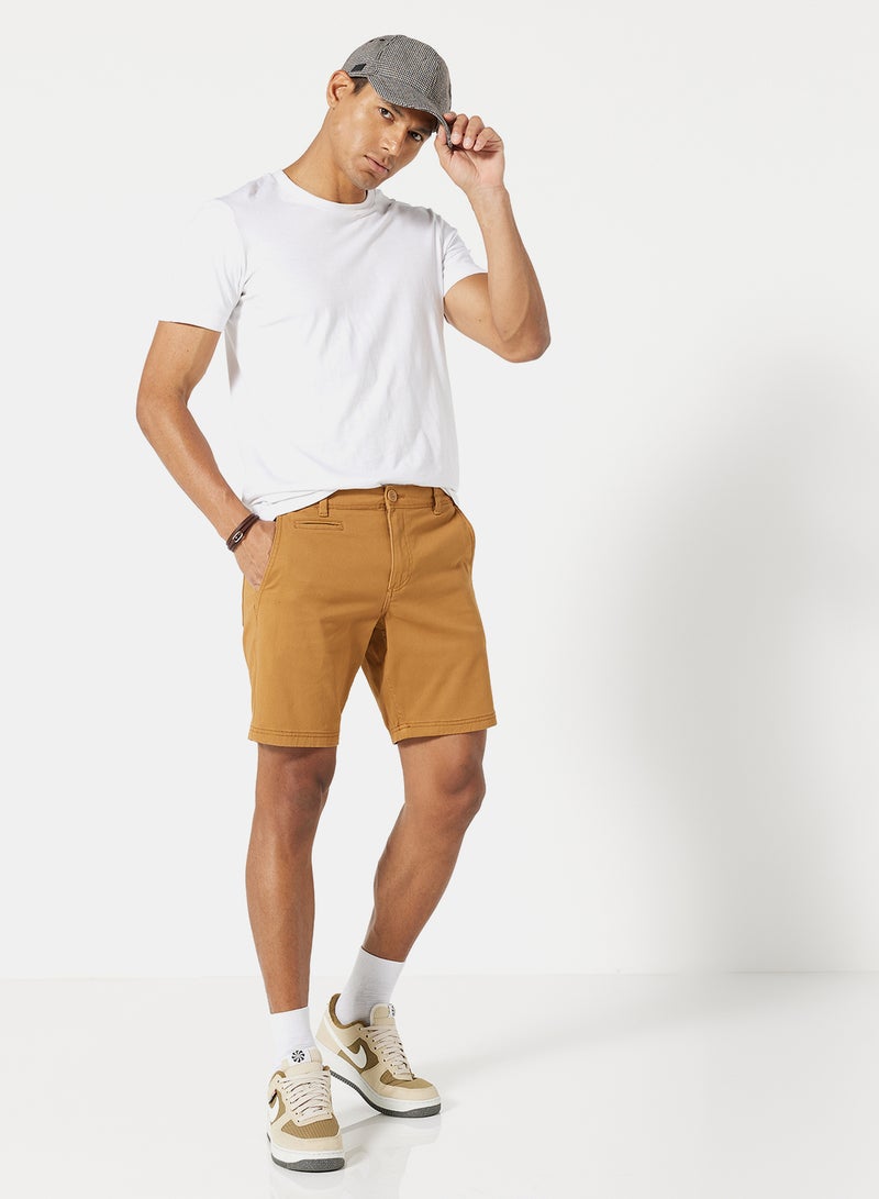 Solid Pattern Premium Shorts Camel - v1652982057/N48948571V_4