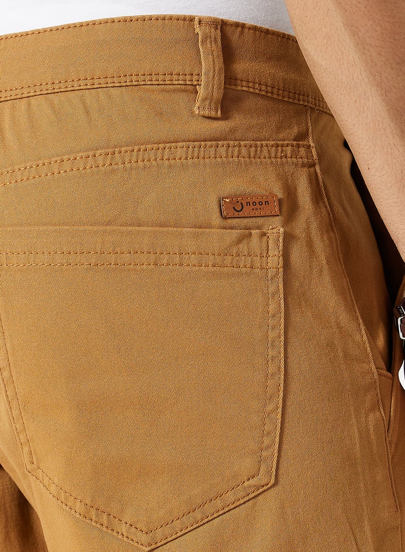 Solid Pattern Premium Shorts Camel - v1652982058/N48948571V_3