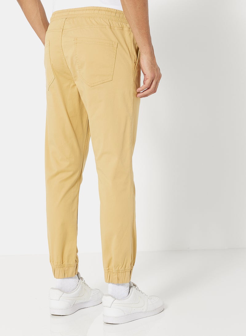 Noon East - Solid Pattern Premium Joggers Beige - Image 1