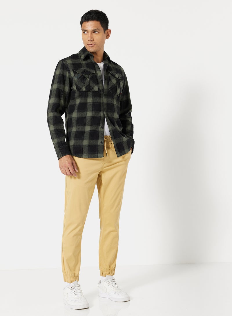 Noon East - Solid Pattern Premium Joggers Beige - Image 1