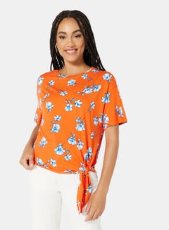 NEW LOOK Floral Print Top Orange  - Image 1
