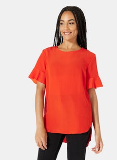 NEW LOOK Frill Sleeve Top Red  - Image 1