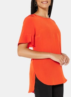 NEW LOOK Frill Sleeve Top Red  - Image 4