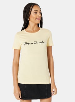 NEW LOOK Slogan Print T-Shirt Yellow  - Image 1