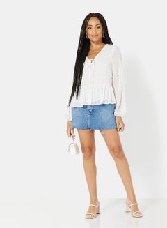 NEW LOOK Schiffli Front Tie Top White  - Image 3