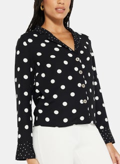 NEW LOOK Polka Dot Print Shirt Black  - Image 4