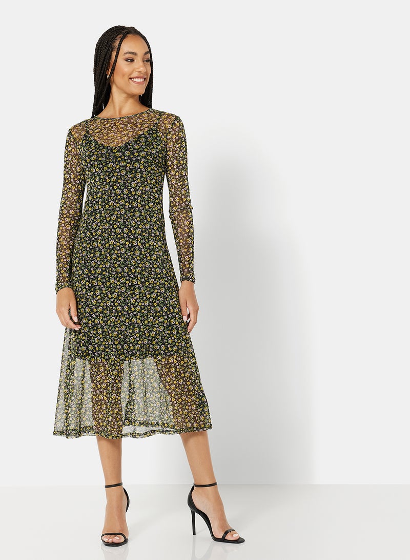 NEW LOOK - Ditsy Floral Dress Multicolour - Image 1