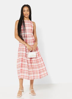 NEW LOOK Checkered Midi Dress Multicolour  - Image 3