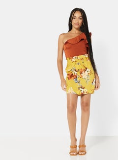 NEW LOOK Tropical Print Belted Skirt Yellow  - Image 3
