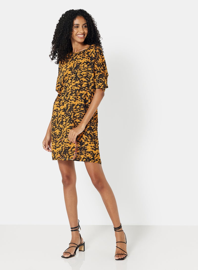 NOISY MAY - Printed T-Shirt Dress Yellow - Image 1