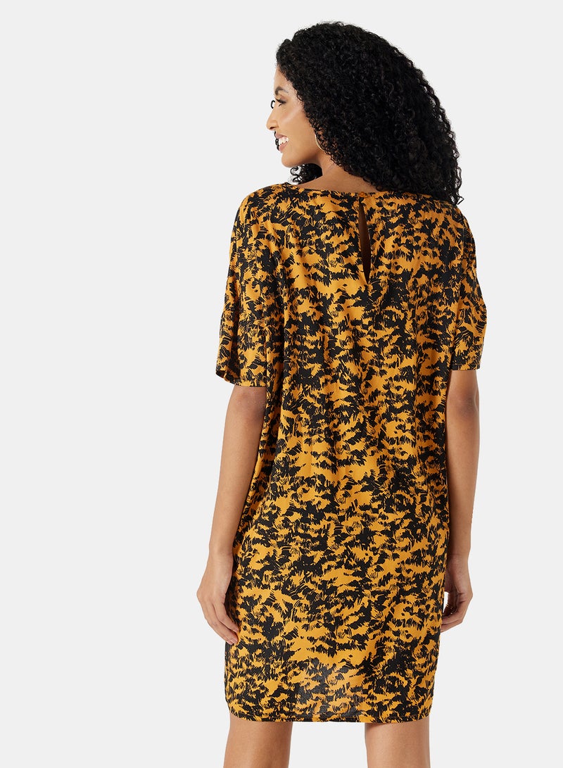 NOISY MAY - Printed T-Shirt Dress Yellow - Image 1