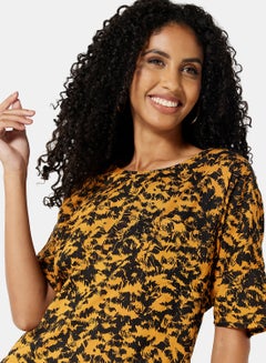 NOISY MAY Printed T-Shirt Dress Yellow  - Image 4