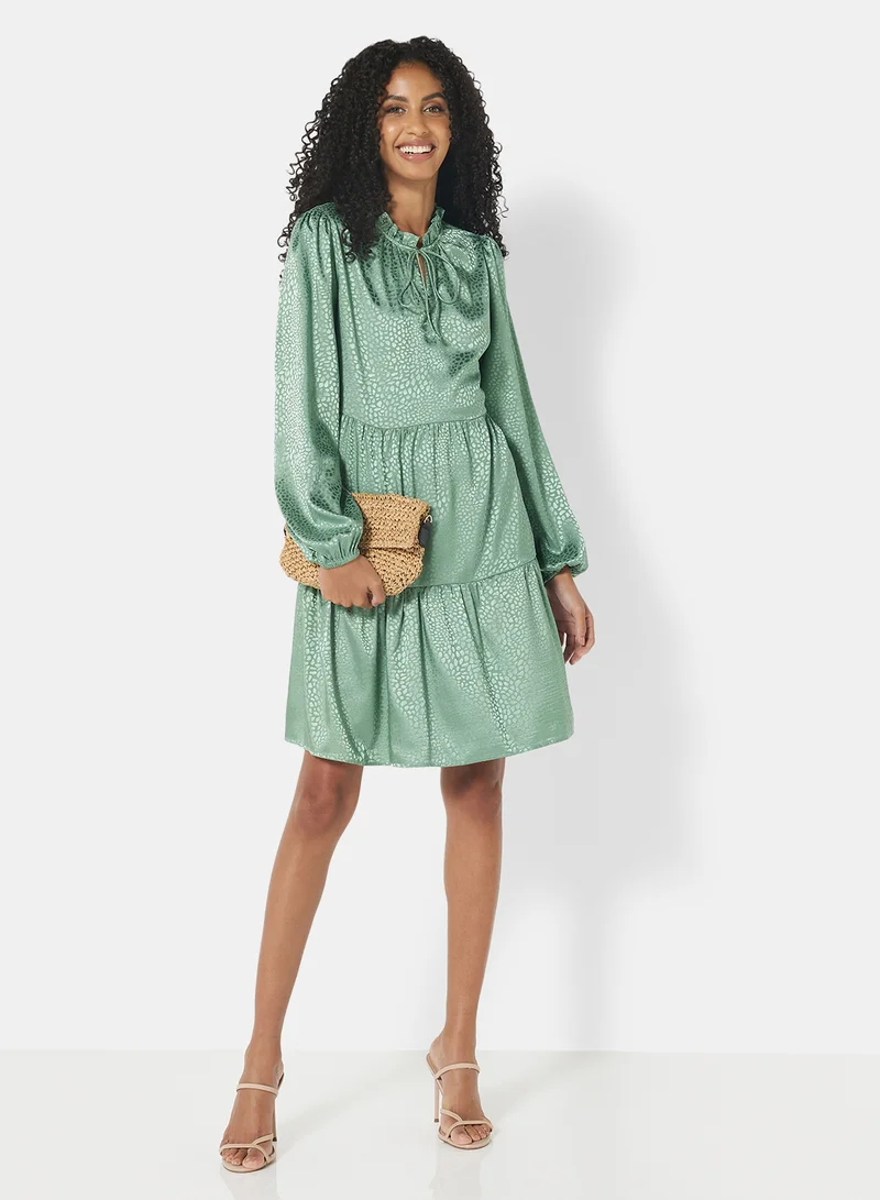 NOISY MAY Tiered Satin Dress Mint