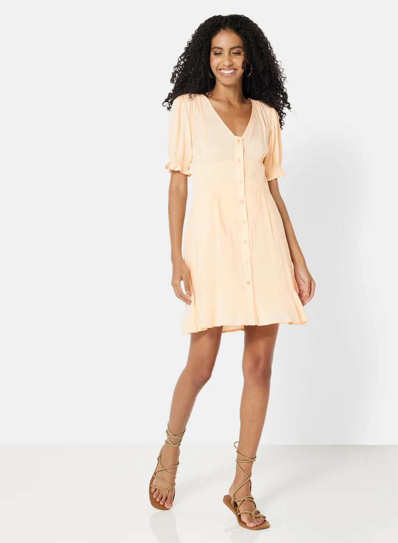 نا-كد Flared Dress Ecru