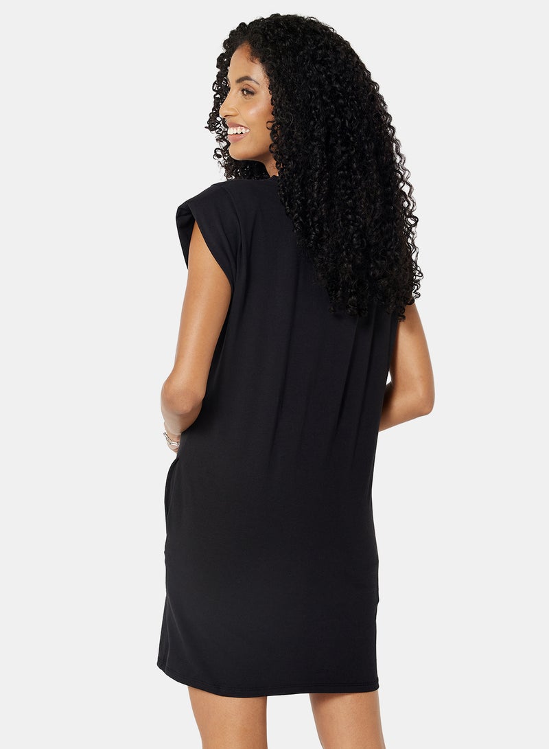 NOISY MAY - Padded Shoulder T-Shirt Black - Image 1