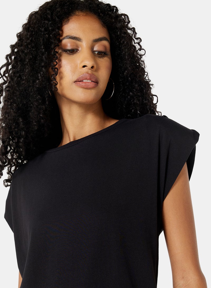 NOISY MAY - Padded Shoulder T-Shirt Black - Image 1