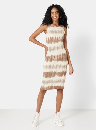Tie-Dye Ribbed Dress Beige - v1652982118/N43710159V_1