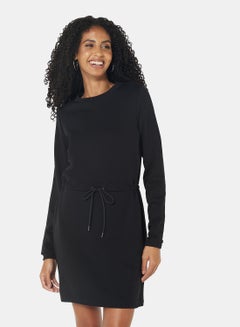 Tie Waist Sweat Dress Black