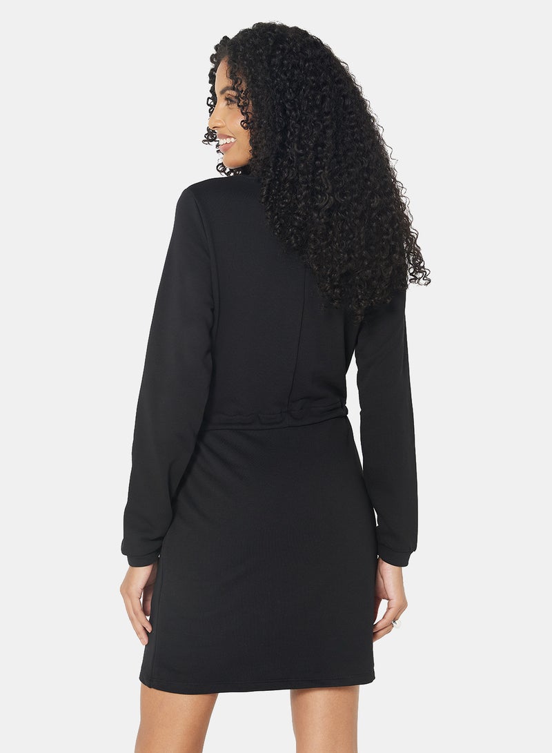 NOISY MAY - Tie Waist Sweat Dress Black - Image 1