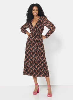 NA-KD Floral Dress Black  - Image 1