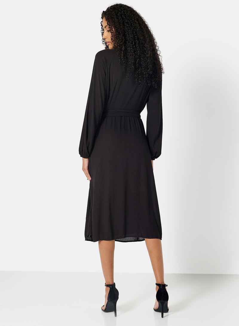 NA-KD - Solid Wrap Dress Black - Image 1