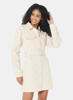 NA-KD Belted Utility Dress Light Beige  - Image 1