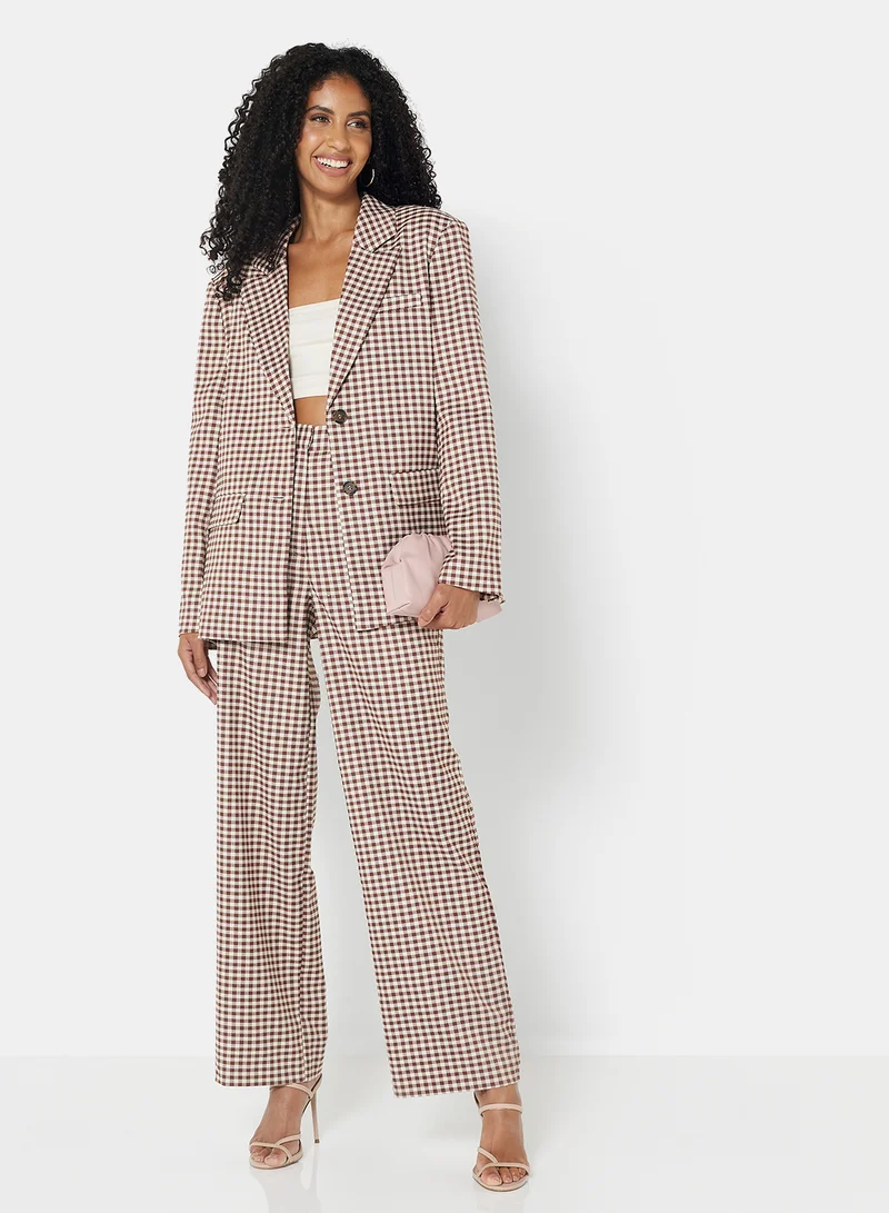 نا-كد Checked Wide-Leg Pants Brown Check