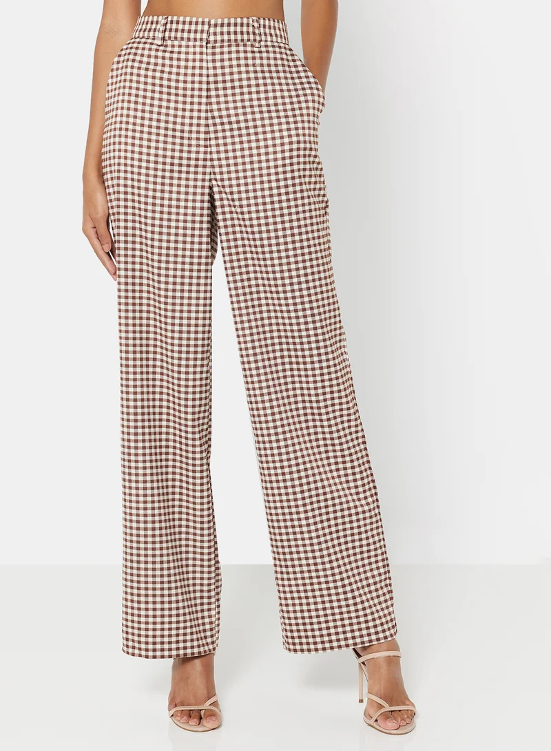 نا-كد Checked Wide-Leg Pants