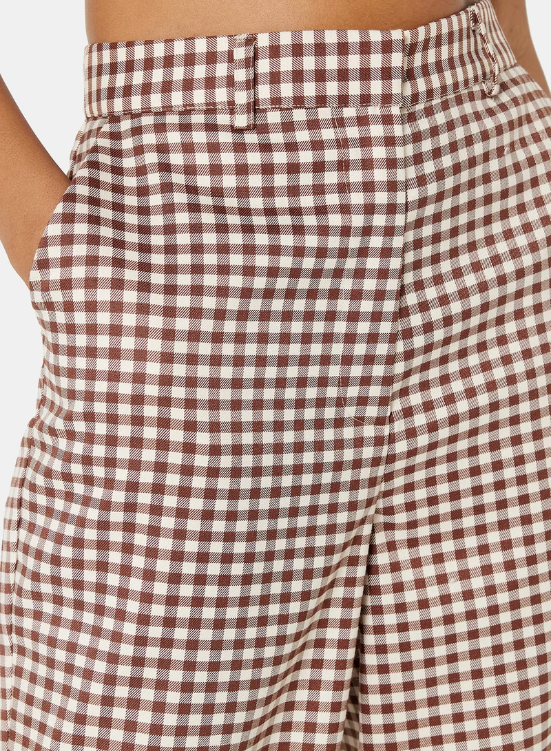 نا-كد Checked Wide-Leg Pants Brown Check
