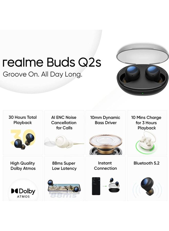 Buds Q2s Bluetooth Truly Wireless In-Ear Earbuds With Mic Night black