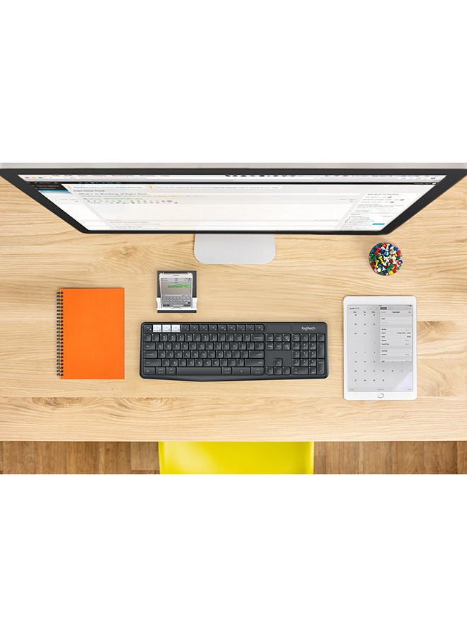Logitech - K375s Multi-Device Wireless Keyboard and Stand Combo, EN Layout Black - Image 1