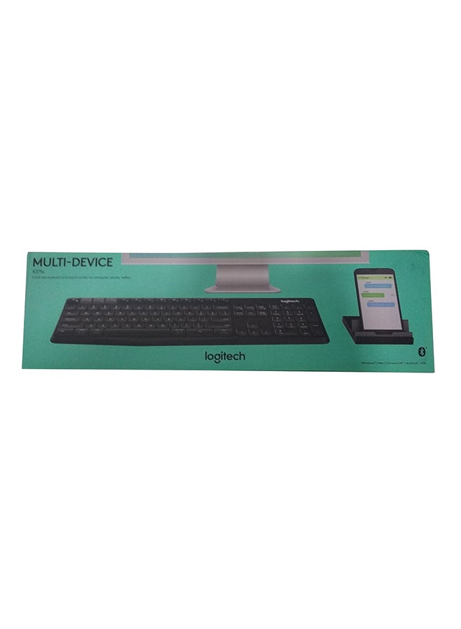 Logitech - K375s Multi-Device Wireless Keyboard and Stand Combo, EN Layout Black - Image 1