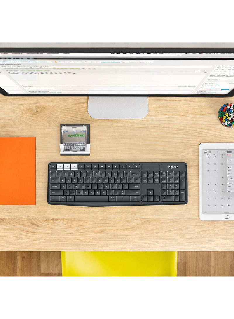 Logitech - K375s Multi-Device Wireless Keyboard and Stand Combo, EN Layout Black - Image 1