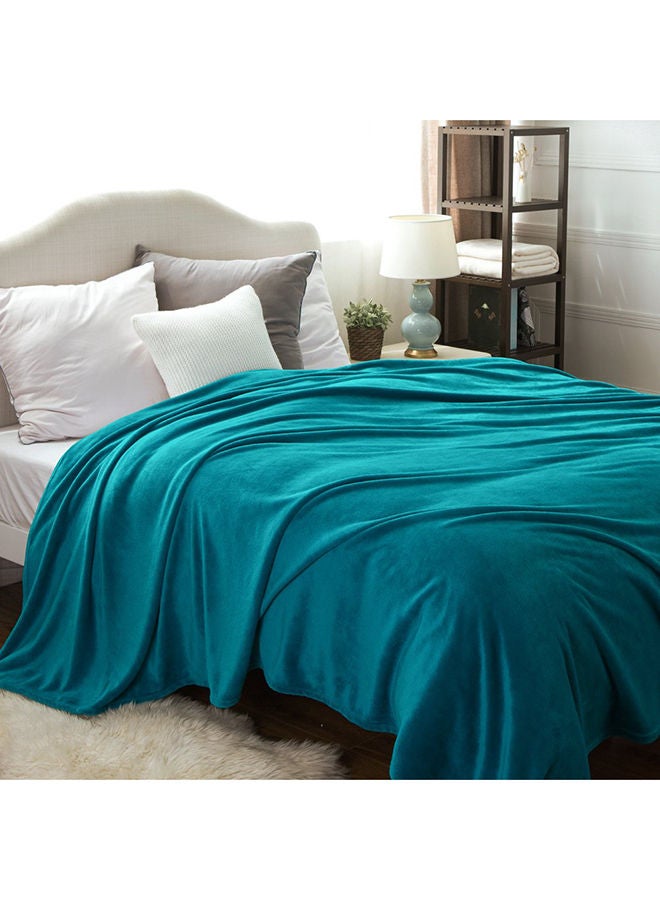 Fabienne Super Soft Light Weight Microfiber Plain Single Bed Blanket Flannel Turquoise  - Image 2