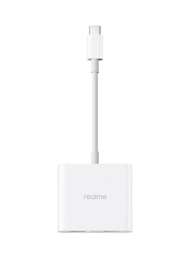 ريل مي - موزع Type-C بمنفذي USB3.2 و HDMI 1.4 أبيض - Image 1