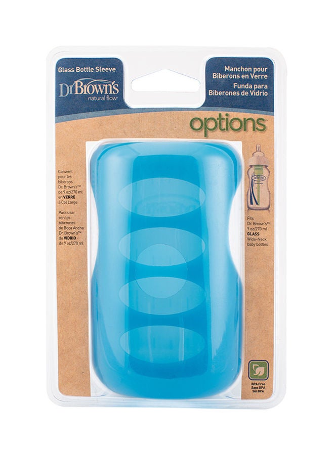 دكتور براونز حافظة للزجاجة الرضاعة المصممة برقبة واسعة سعة 9 أوقية/270 مل - أزرق - Image 1